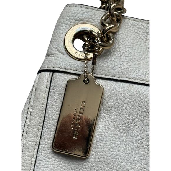 Coach Cream Turlock Edie Pebbled Leather Shoulder Bag - Picture 4 of 13